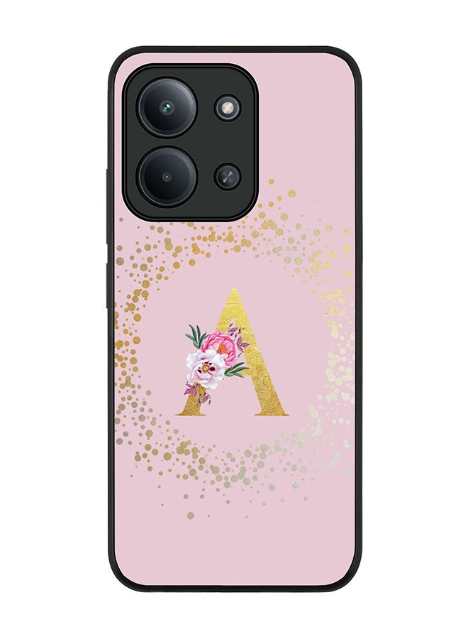 For Xiaomi Poco C85 4G Case,Slim fit Camera Protection, Shockproof Thin Phone cover  - Custom Monogram Floral - A  (Pink )